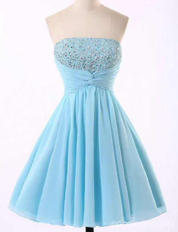 Cheap Chiffon Light Blue Cute homecoming prom dresses, CM0018 Sequin unclassified dresses