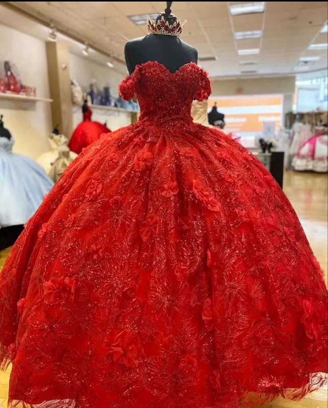 Elegant Red Ball Gown Quinceanera Prom Dress, For Sweet 16 Spring unclassified dresses