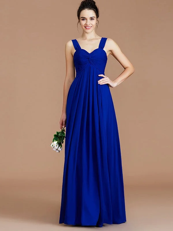 Empire Sweetheart Sleeveless Ruched Chiffon Bridesmaid Dresses Denim unclassified dresses