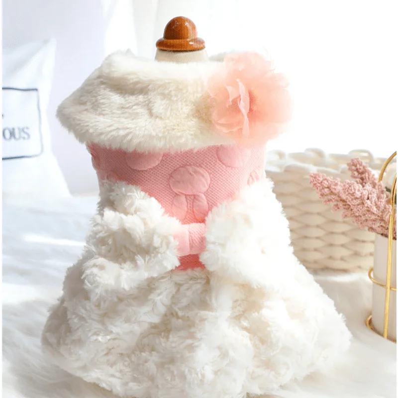 Faux Fur White & Pink Bunny Dress Printed unclassified dresses