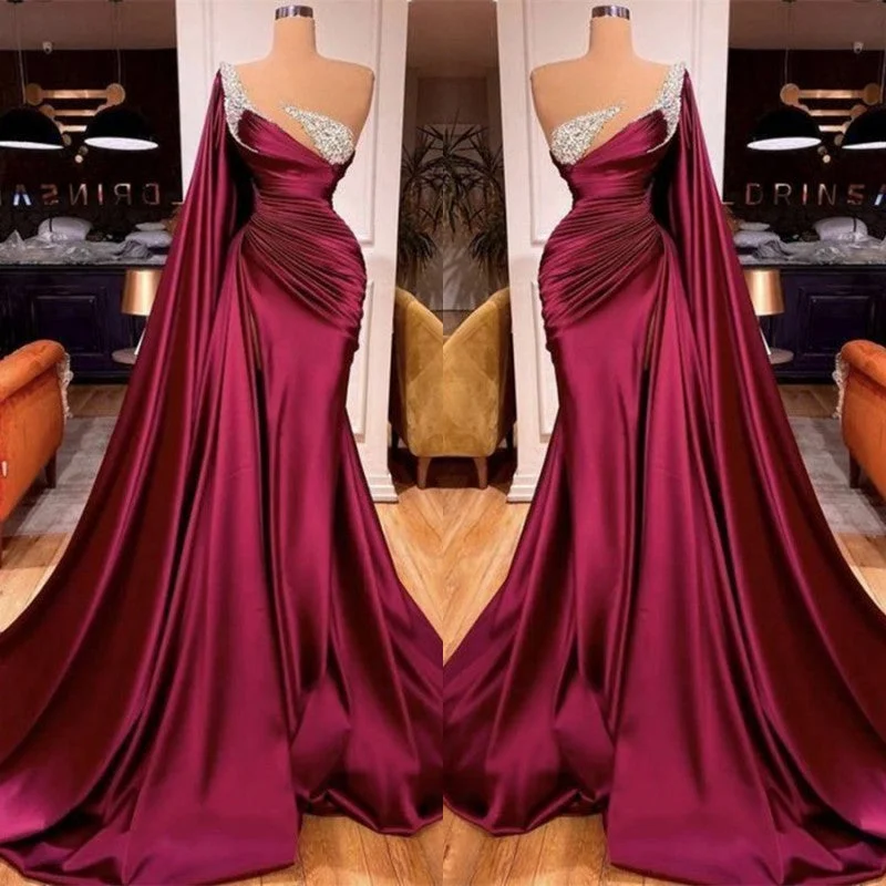 Gorgeous Mermaid Beads Evening Prom Dress WIth Ruffles One-shoulder unclassified dresses