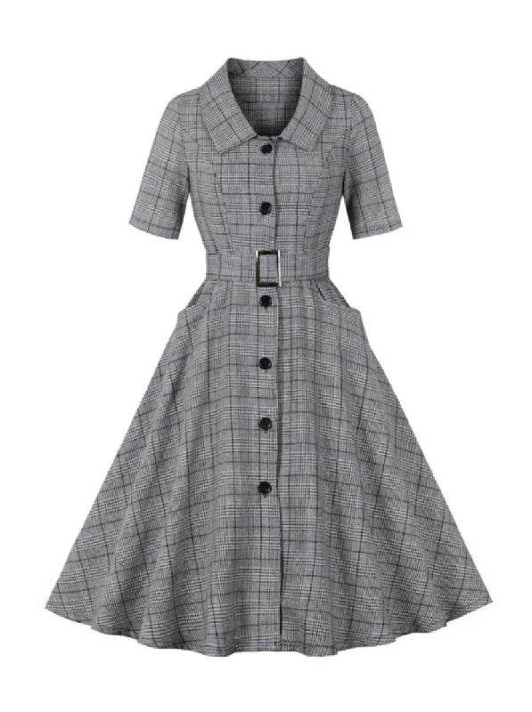 Grace Plaid Single Breasted 50s Dress [IN STOCK] Discounted unclassified dresses