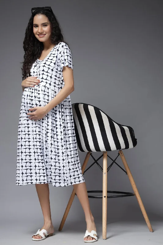 Graphic Elegance Maternity Zipless Feeding Dress Vintage unclassified dresses