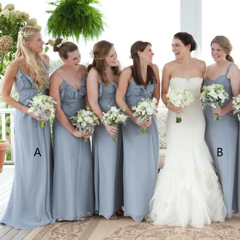 Grey Chiffon V Neck Cheap Custom Bridesmaid Dresses Online, WG214 Ruched unclassified dresses