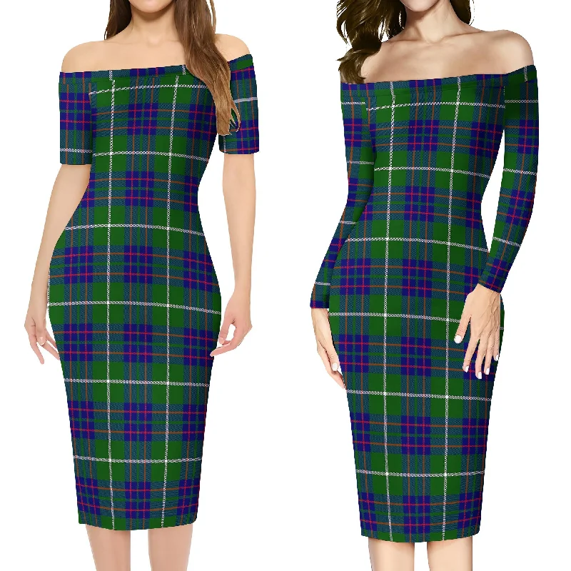 MacIntyre Hunting Modern Tartan Off Shoulder Lady Dress Bold pattern unclassified dresses