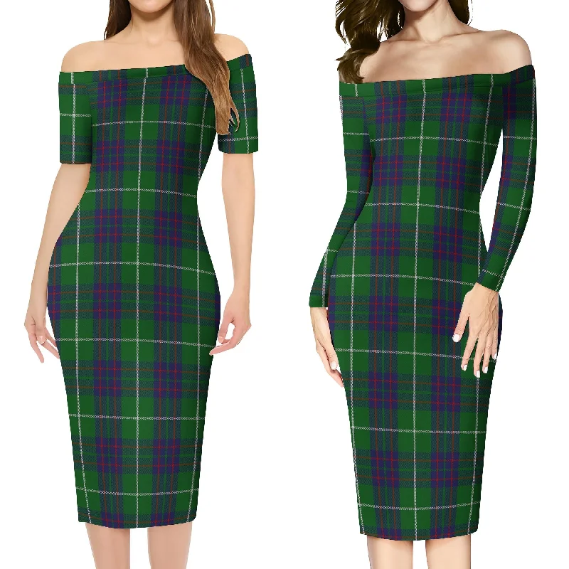 MacIntyre Hunting Tartan Off Shoulder Lady Dress Budget-friendly unclassified dresses