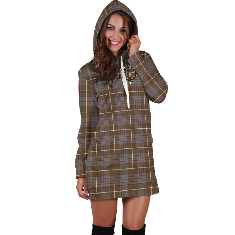 MacIntyre Hunting Weathered Tartan Hoodie Dress with Family Crest Ruffled unclassified dresses