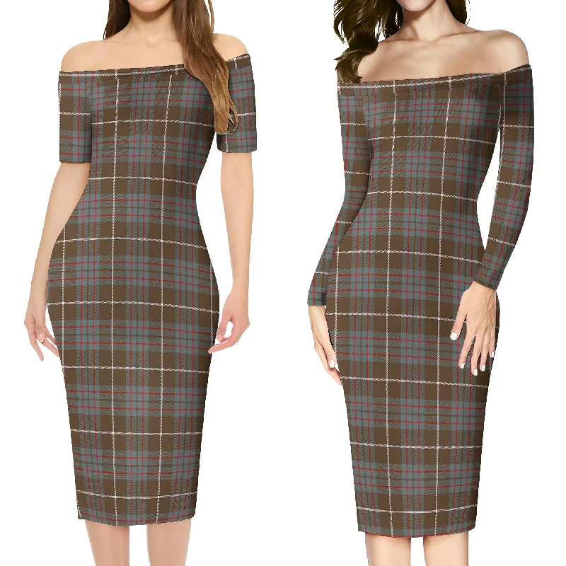 MacIntyre Hunting Weathered Tartan Off Shoulder Lady Dress Backless unclassified dresses