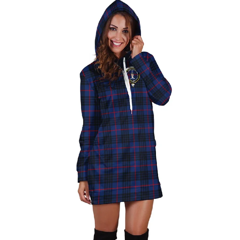 MacKay Blue Modern Tartan Hoodie Dress with Family Crest Backless unclassified dresses