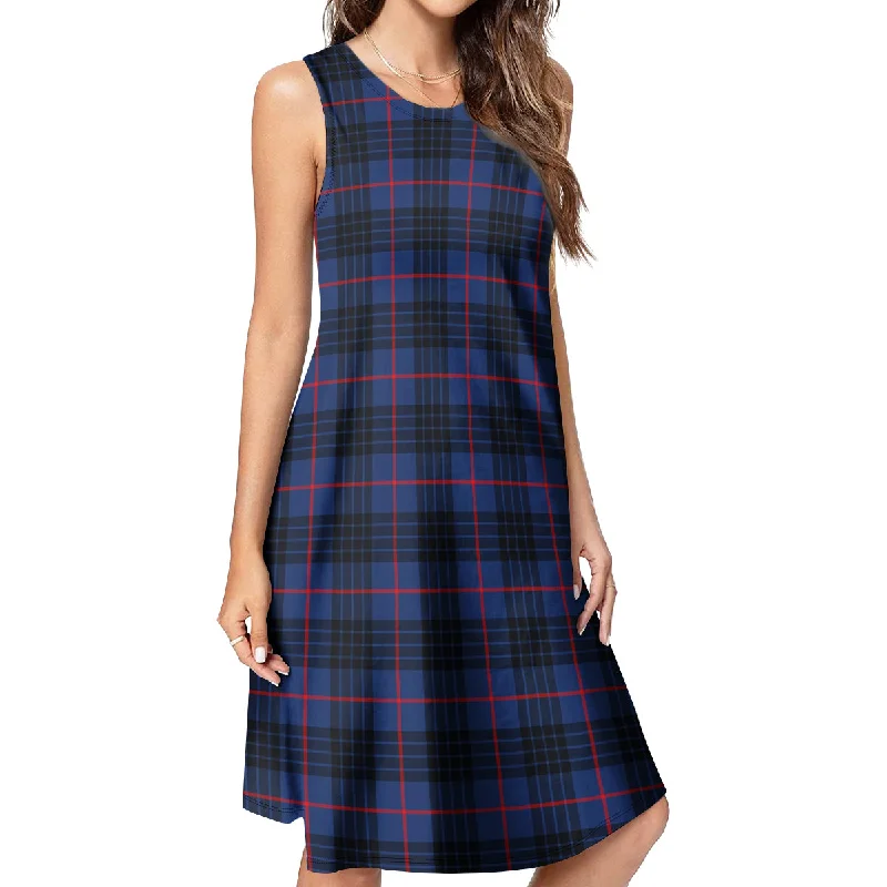 MacKay Blue Modern Tartan Womens Casual Dresses Earthy tone unclassified dresses