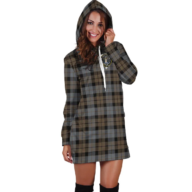 MacKay Weathered Tartan Hoodie Dress with Family Crest Dark color unclassified dresses