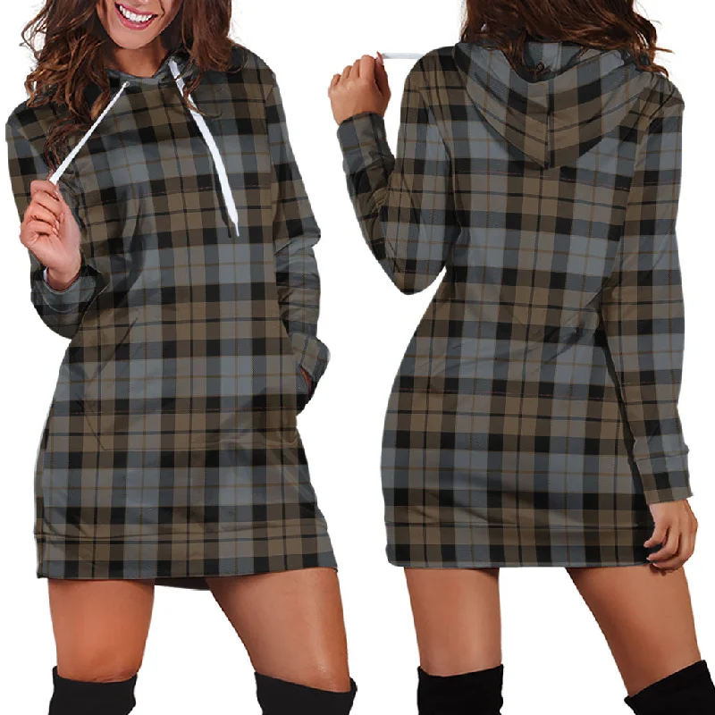 MacKay Weathered Tartan Hoodie Dress Monochrome unclassified dresses