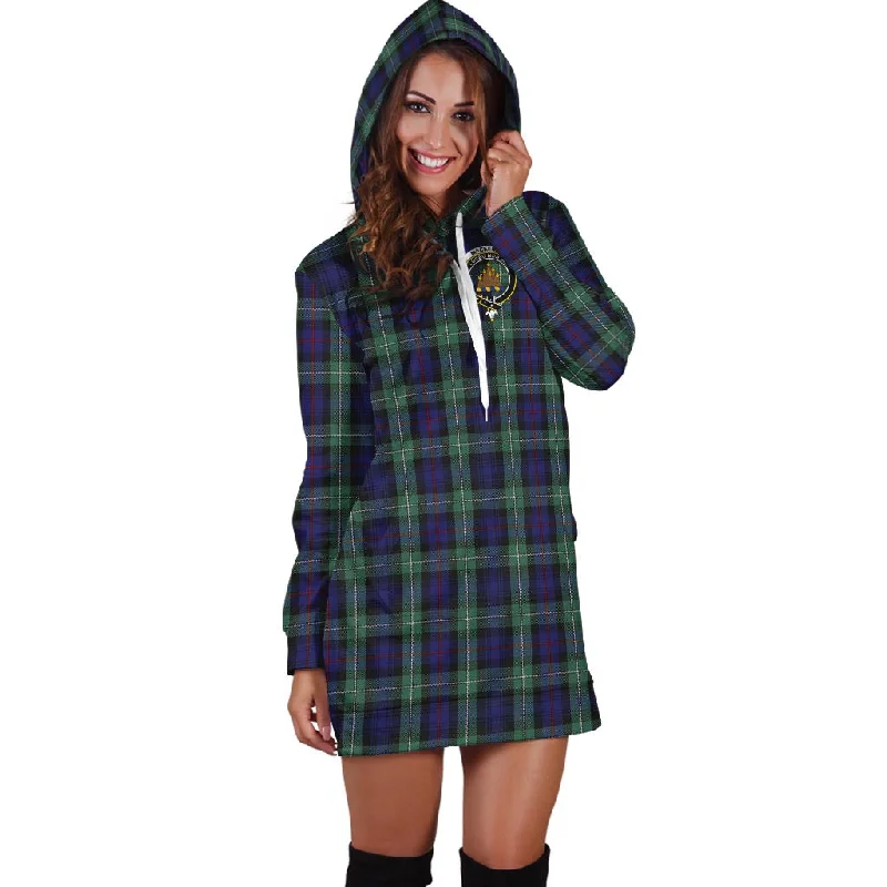 MacKenzie Hunting Green Tartan Hoodie Dress with Family Crest Y2K unclassified dresses