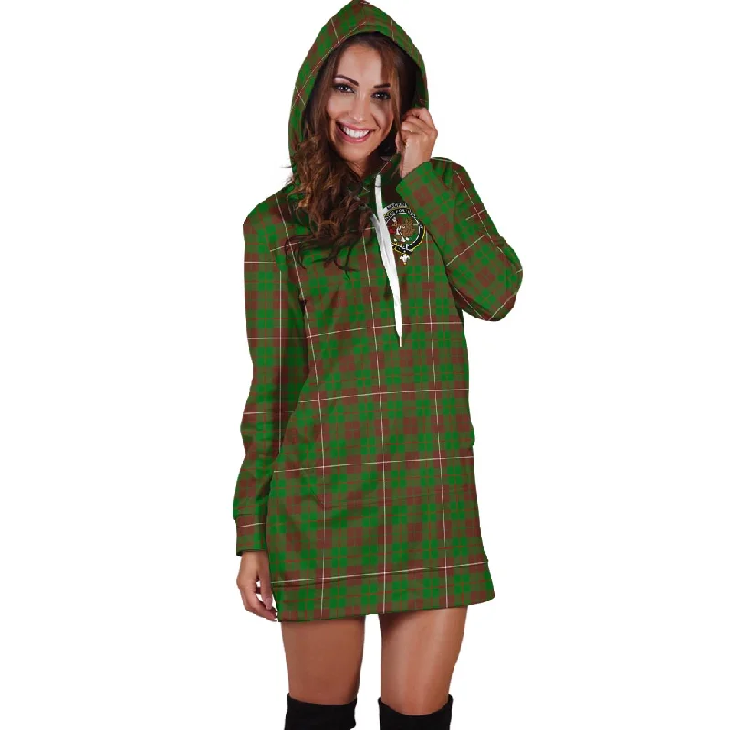 MacKinnon Hunting Modern Tartan Hoodie Dress with Family Crest Vintage unclassified dresses