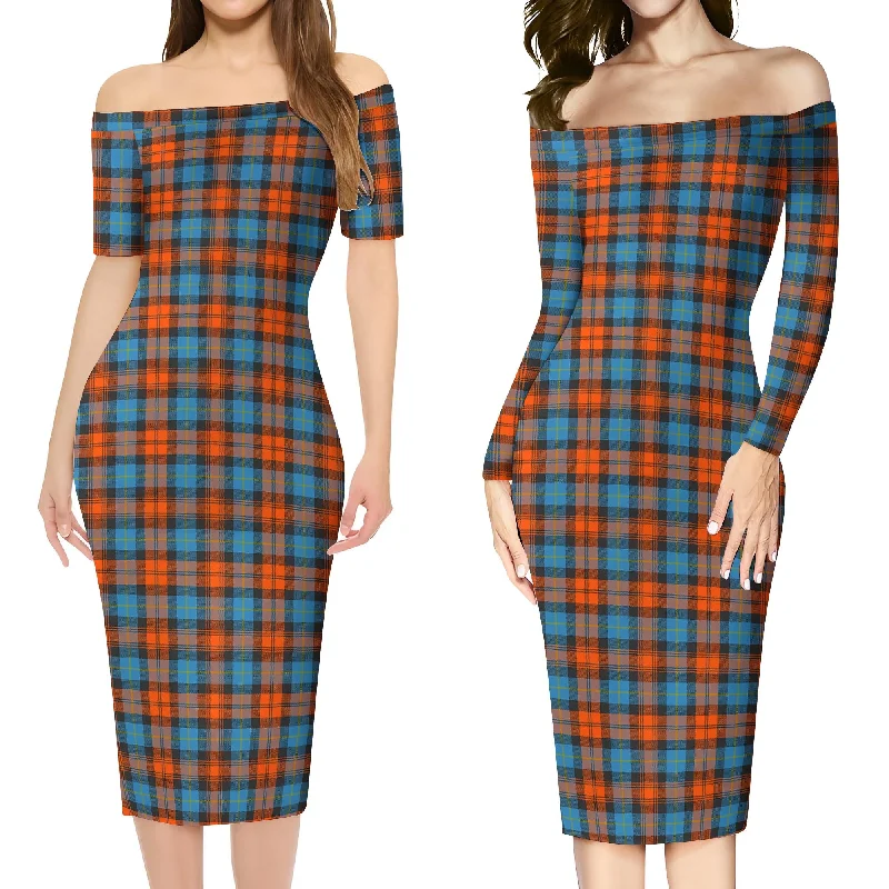 MacLachlan Ancient Tartan Off Shoulder Lady Dress Y2K unclassified dresses