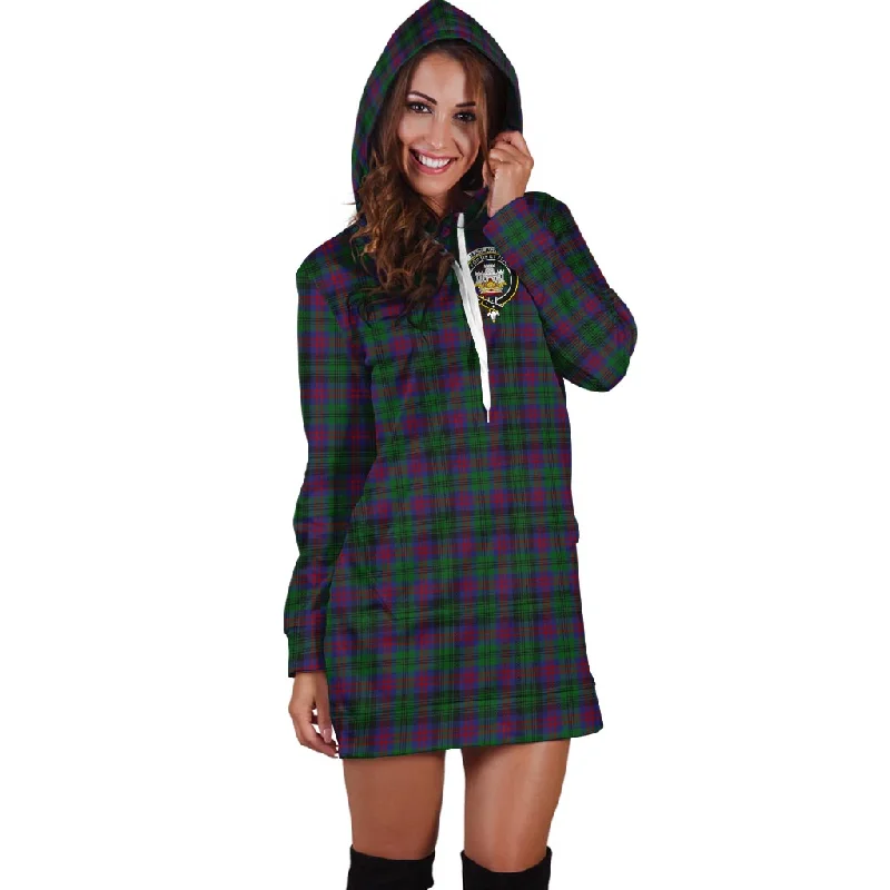 MacLachlan Hunting Tartan Hoodie Dress with Family Crest Color block unclassified dresses