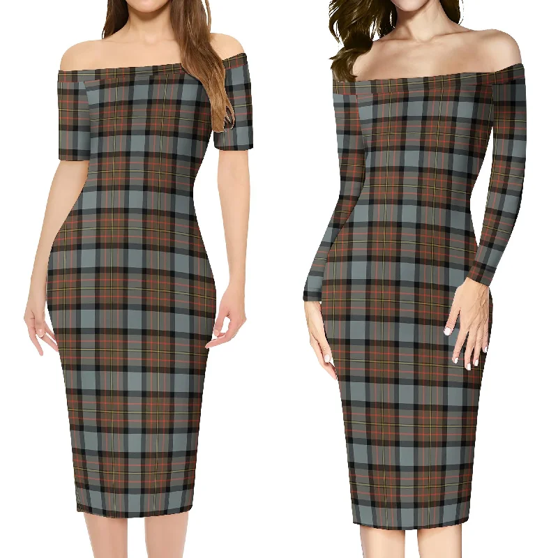 MacLaren Weathered Tartan Off Shoulder Lady Dress Trendy unclassified dresses