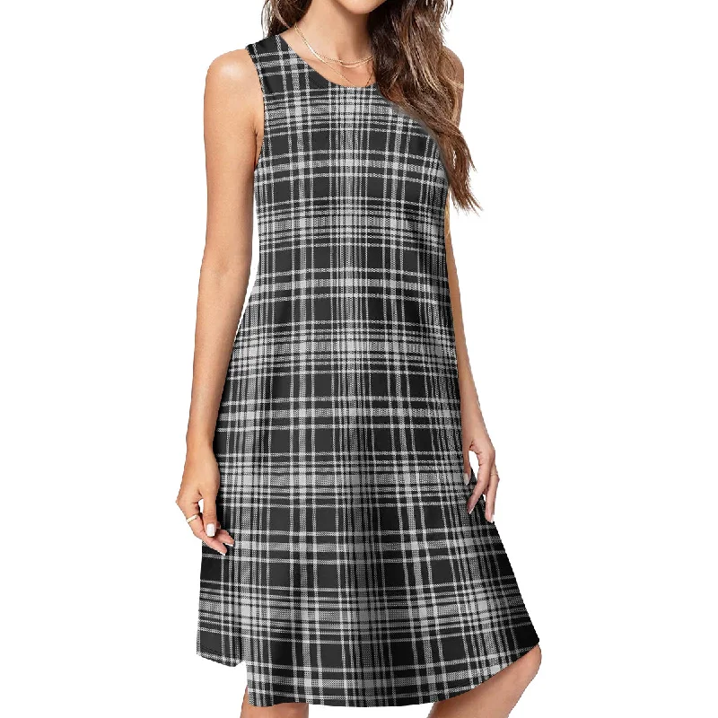 MacLean Black and White Tartan Womens Casual Dresses Lace unclassified dresses