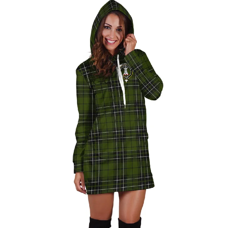 MacLean Hunting Tartan Hoodie Dress with Family Crest Flowy unclassified dresses