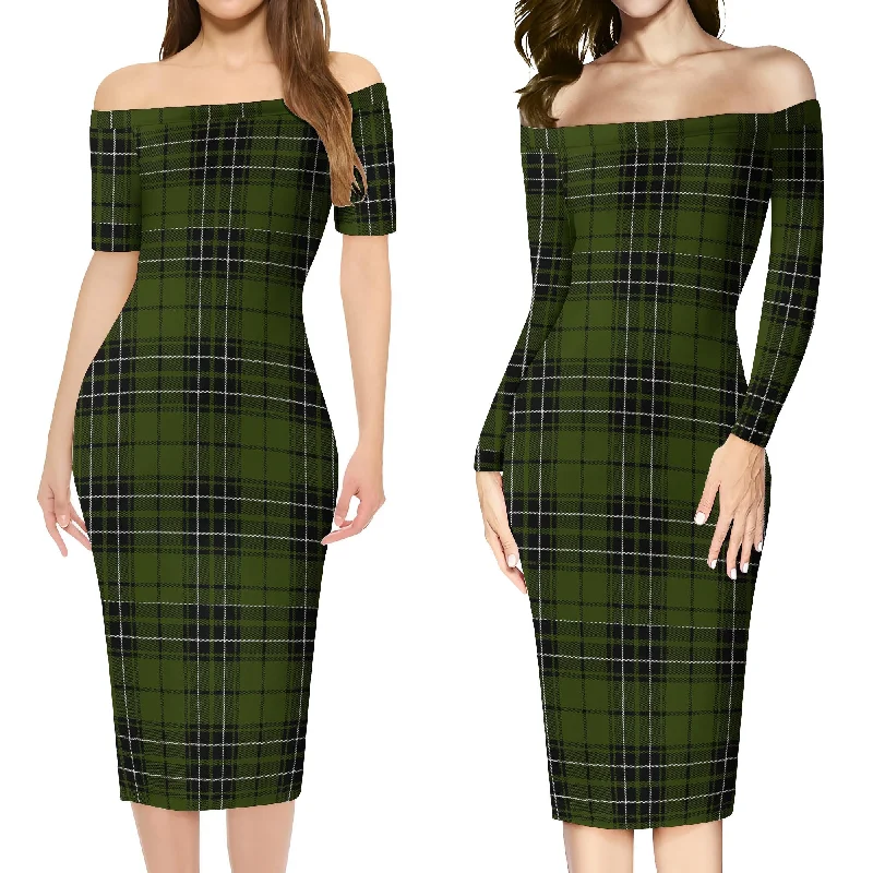 MacLean Hunting Tartan Off Shoulder Lady Dress Off-shoulder unclassified dresses