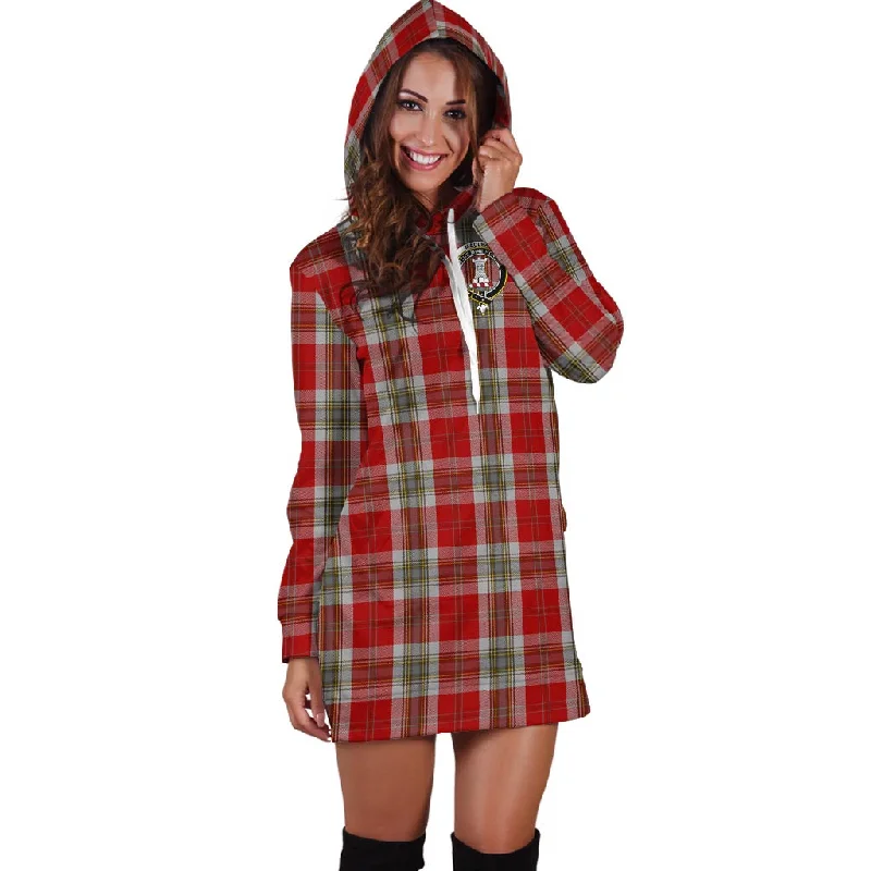 MacLean of Duart Dress Red Tartan Hoodie Dress with Family Crest Holiday unclassified dresses