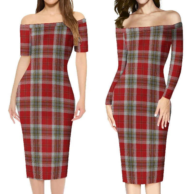 MacLean of Duart Dress Red Tartan Off Shoulder Lady Dress Women's unclassified dresses