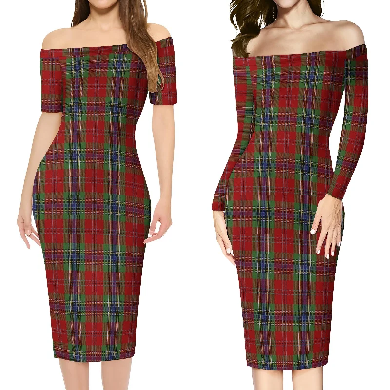 MacLean of Duart Tartan Off Shoulder Lady Dress Satin unclassified dresses