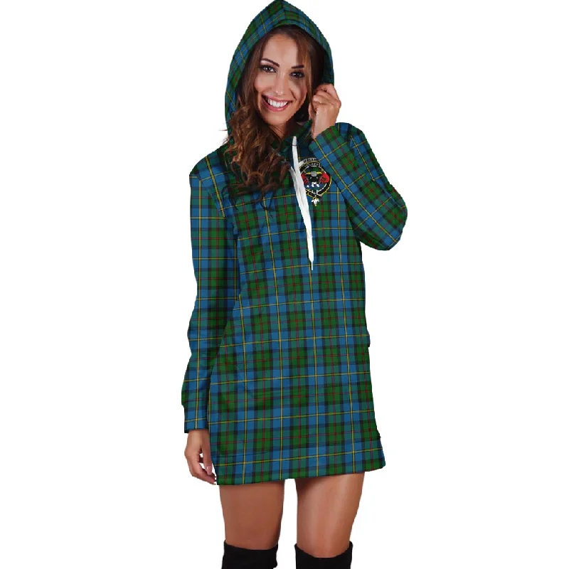 MacLeod Green Tartan Hoodie Dress with Family Crest Elegant unclassified dresses