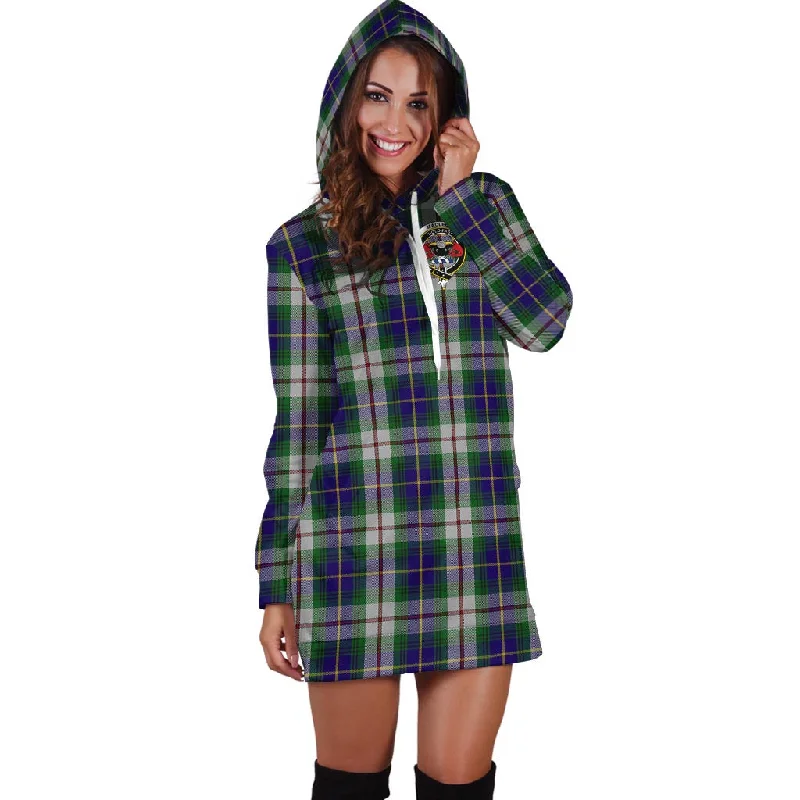 MacLeod Of Californian Tartan Hoodie Dress with Family Crest Velvet unclassified dresses