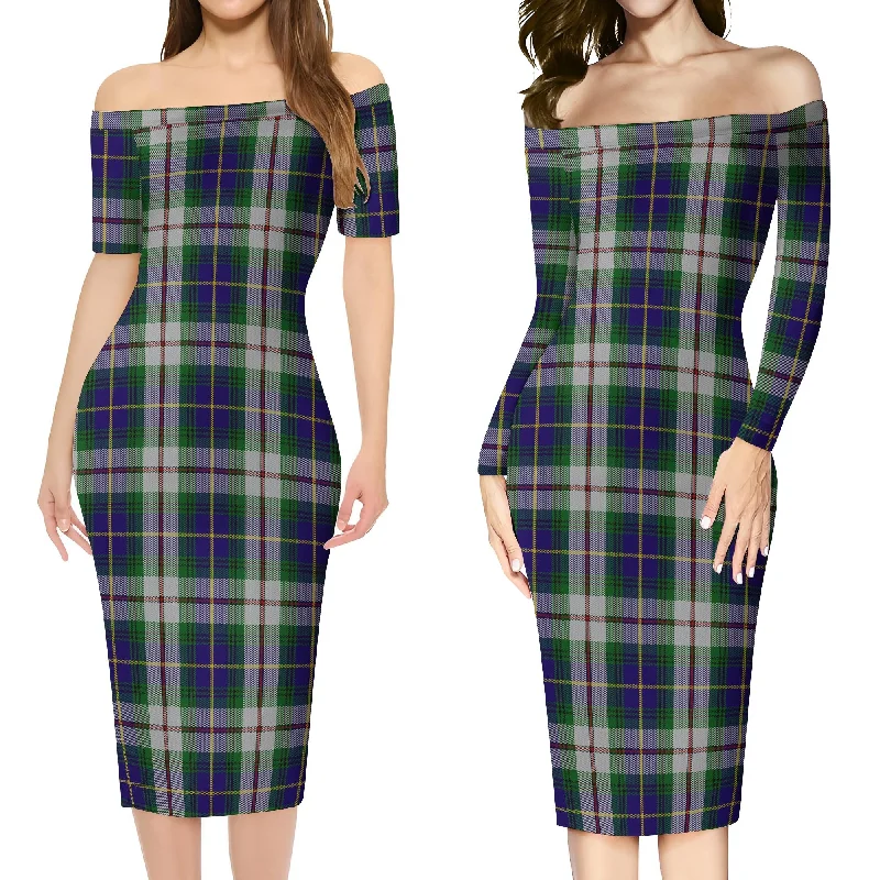 MacLeod Of Californian Tartan Off Shoulder Lady Dress Sequin unclassified dresses