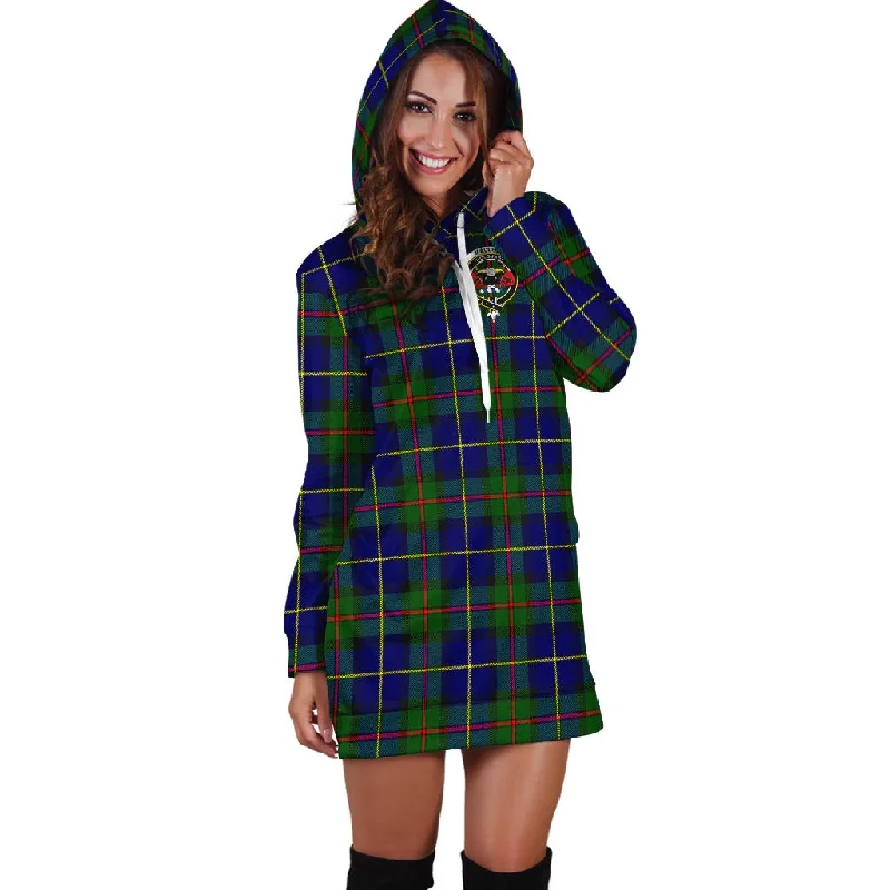 MacLeod of Harris Modern Tartan Hoodie Dress with Family Crest Flowy unclassified dresses