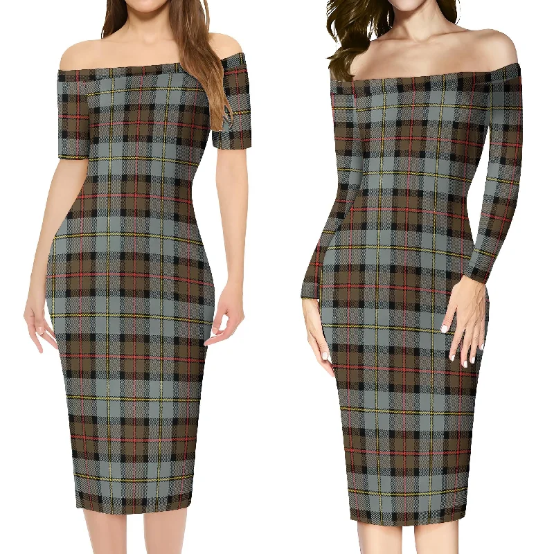 MacLeod of Harris Weathered Tartan Off Shoulder Lady Dress Bright color unclassified dresses