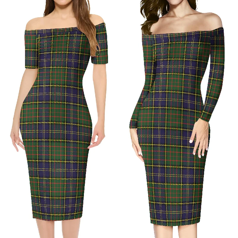 MacMillan Hunting Modern Tartan Off Shoulder Lady Dress Office unclassified dresses