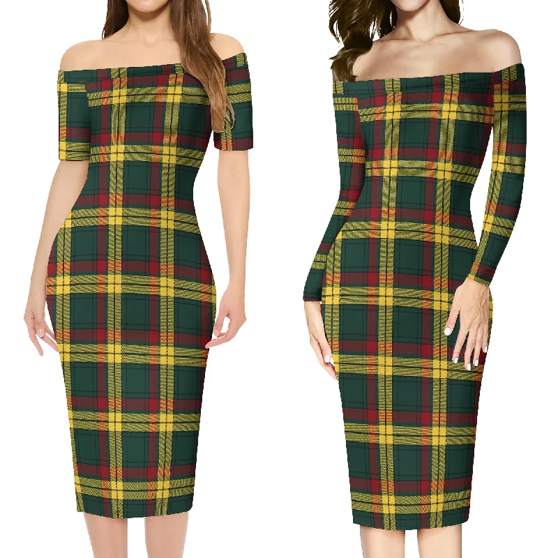 MacMillan Old Modern Tartan Off Shoulder Lady Dress Discounted unclassified dresses