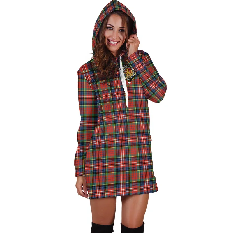 MacPherson Ancient Tartan Hoodie Dress with Family Crest Knitted unclassified dresses