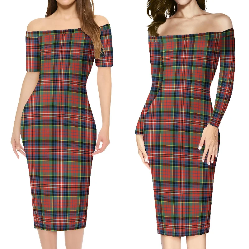 MacPherson Ancient Tartan Off Shoulder Lady Dress Floral unclassified dresses