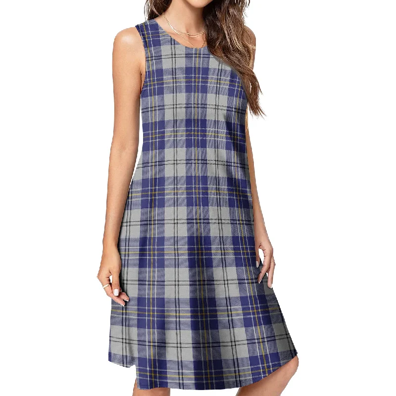 MacPherson Dress Blue Tartan Womens Casual Dresses Open-back unclassified dresses