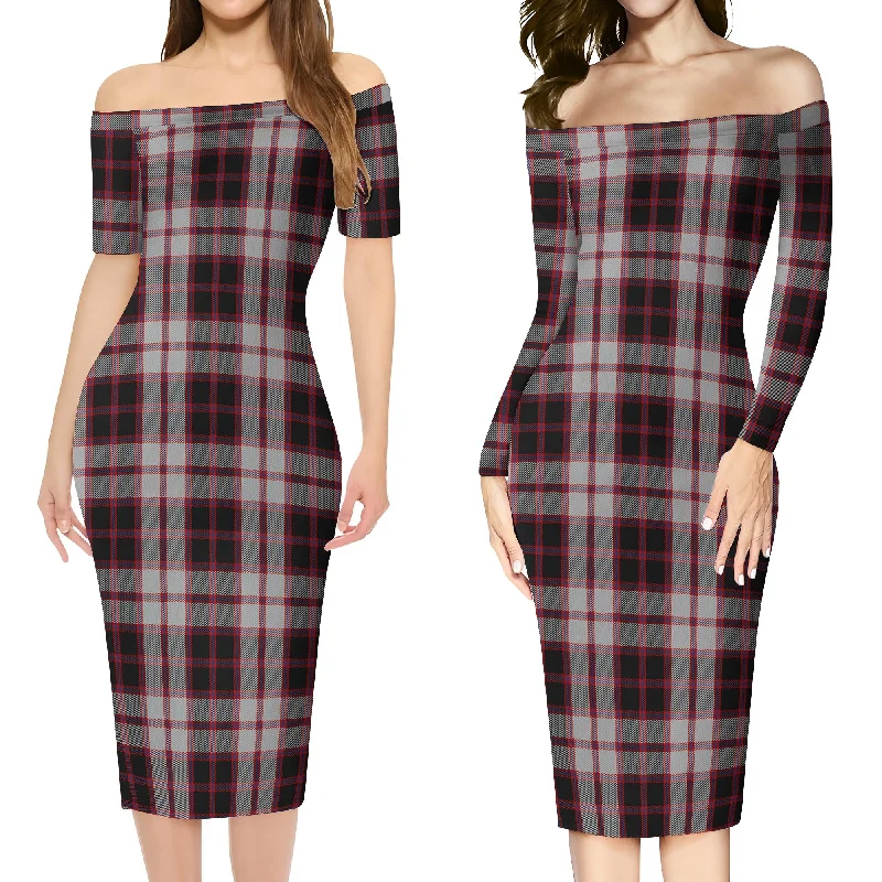 MacPherson (McPherson) Tartan Off Shoulder Lady Dress Tiered unclassified dresses