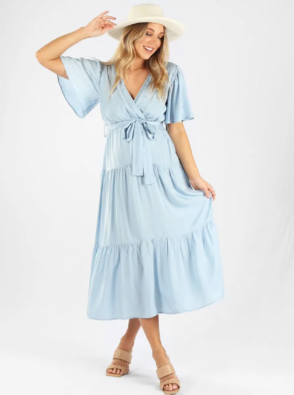 Cara  Blue Baby Shower Maternity Dress Smocked unclassified dresses