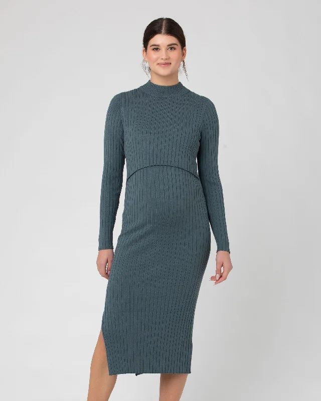 Nella Rib Dress Dress in Ivy by Ripe Maternity Off-shoulder unclassified dresses