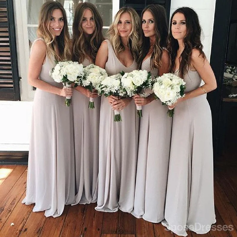 On Sale V Neck Elegant Formal A Line Custom Make Bridesmaid Dresses, WG165 Neutral tone unclassified dresses