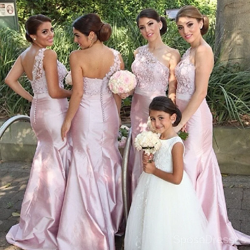 One Shoulder Mermaid Sexy Elegant Pink Affordable Bridesmaid Dresses, WG143 Neutral tone unclassified dresses