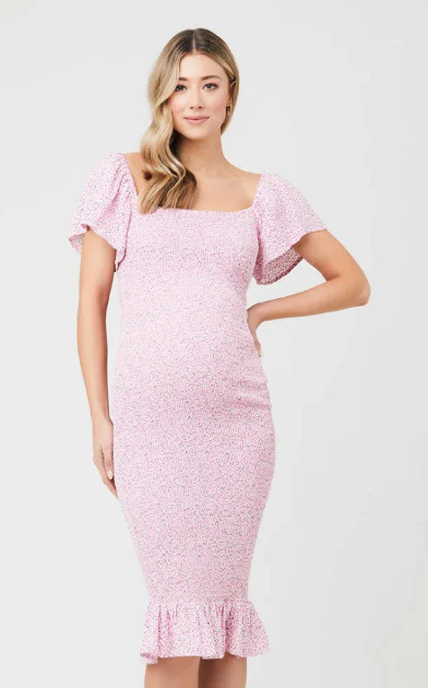 Pink Selma Shirred Maternity Dress by Ripe Y2K unclassified dresses