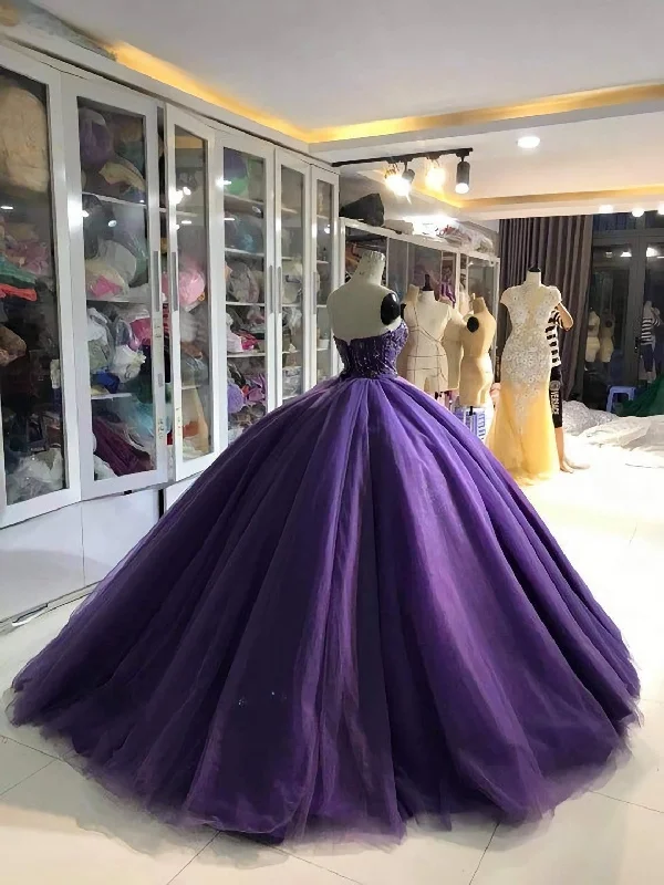 Purple Dress, Ball Gown Prom Dress, Strapless Ball Gown Preppy unclassified dresses