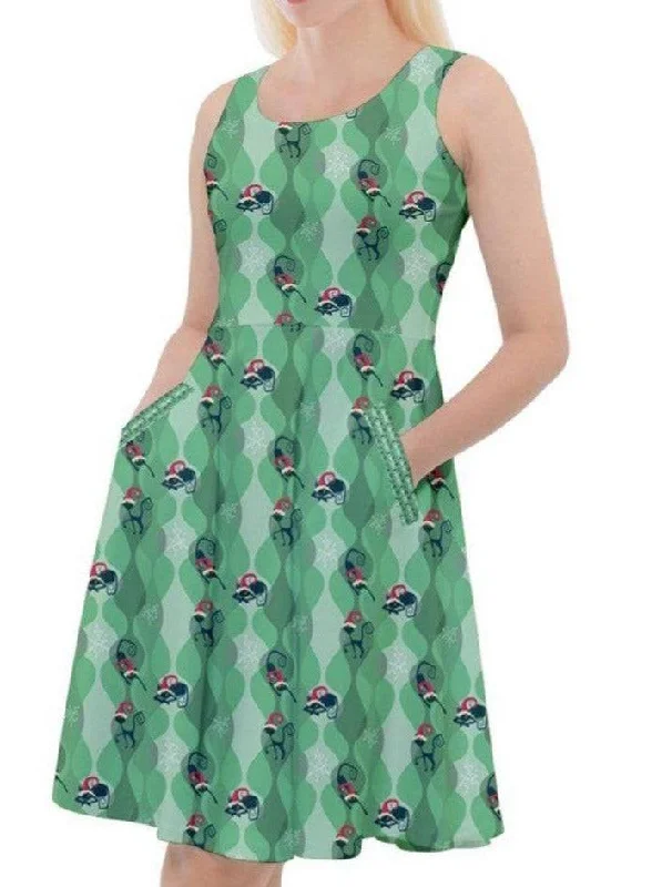 Retro Christmas Cats Skater Dress [In Stock] Lace unclassified dresses