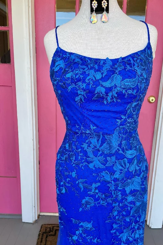 Royal Blue Mermaid Prom Dress with Appliques Long sleeve unclassified dresses