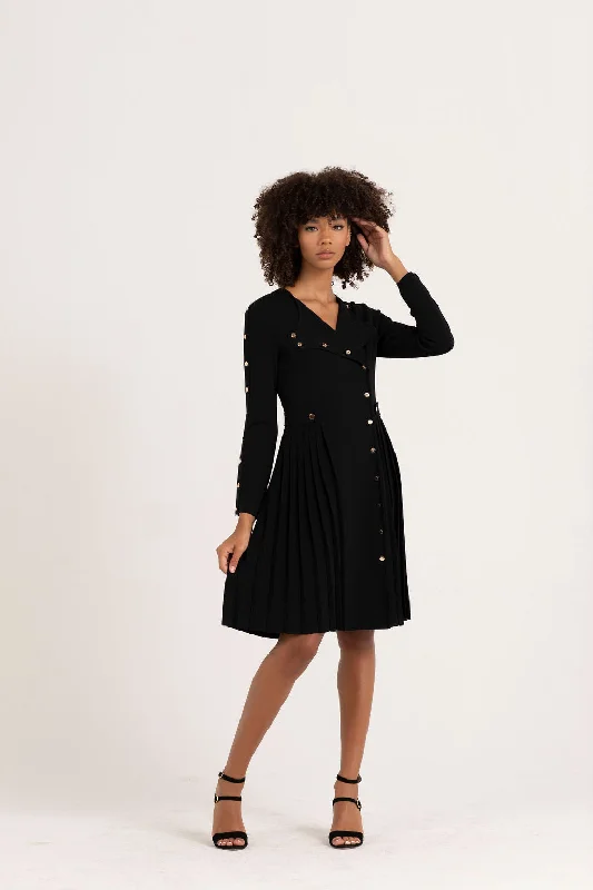 Sarah Gold Knit Dress Black Petite unclassified dresses