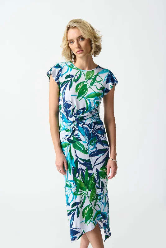 Silky Knit Tropical Print Sheath Dress Best floral dresses for plus size