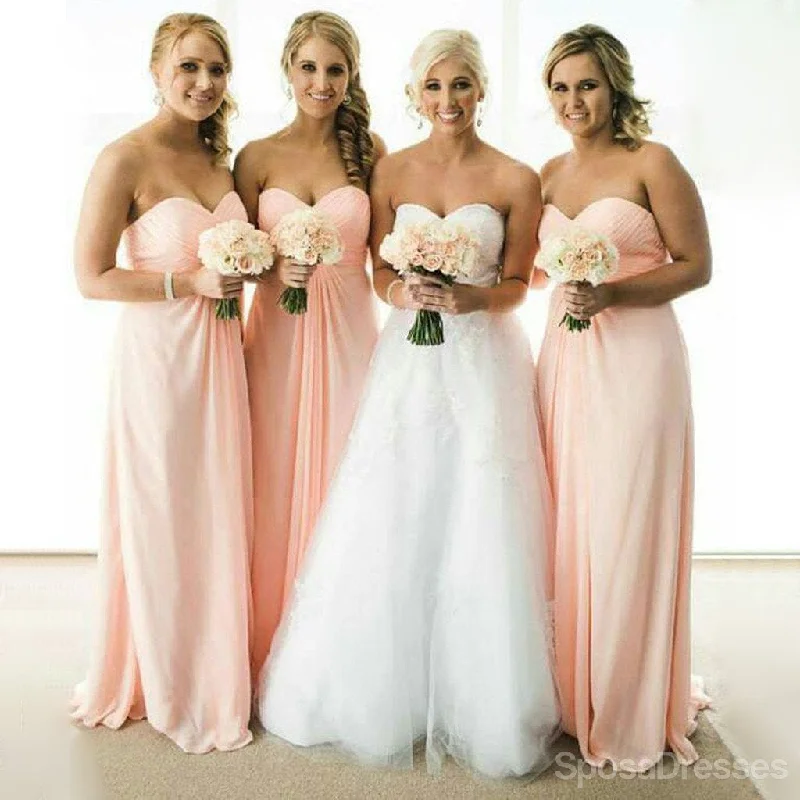 Simple Cheap Chiffon Sweet Heart A Line Floor-Length Bridesmaid Dresses, WG173 Flowy unclassified dresses