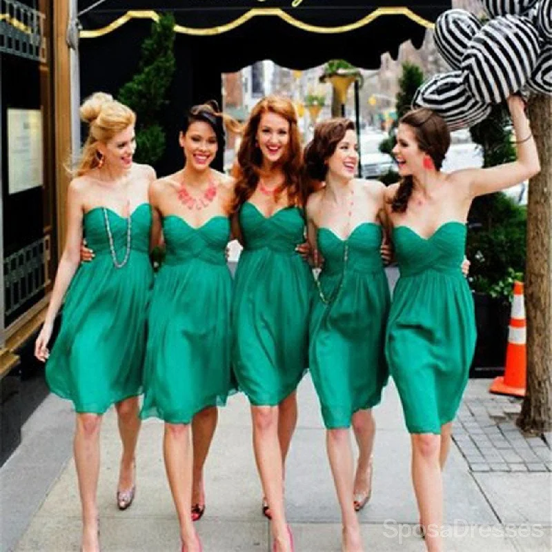 Simple Cheap Chiffon Sweet Heart Knee Length Green Bridesmaid Dresses,WG141 Satin unclassified dresses